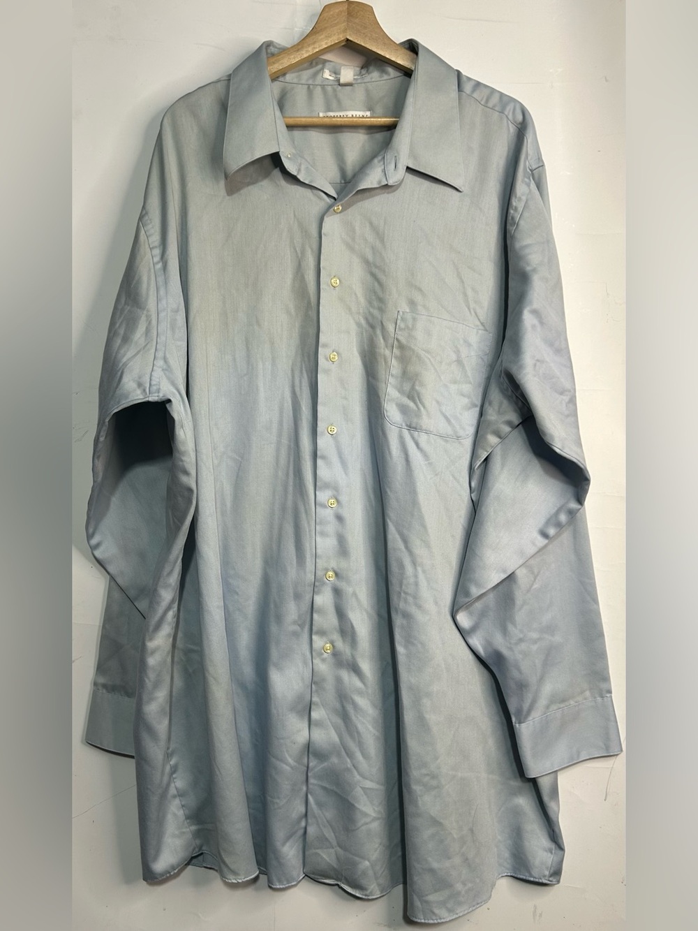 Geoffrey Beene Sky Blue Long Sleeve Sateen Shirt 4X